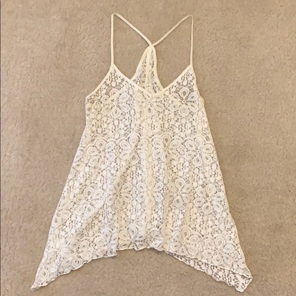 👛 3/$15 Sheer white lace tank top